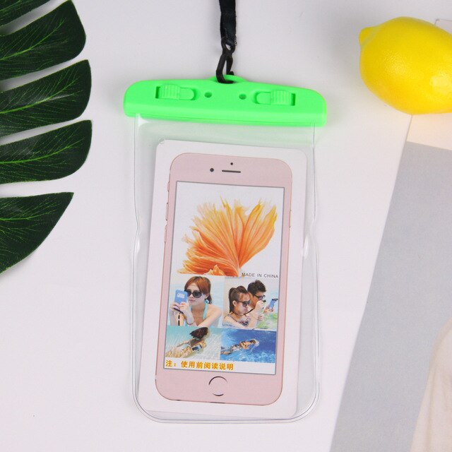 Waterproof Bag Case Universal 6.5 inch Mobile Phone Bag Swim Case Take Photo Under water For iPhone 7 Full Protection Cover Case: TMFSD-green