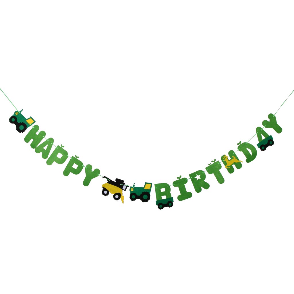 Happy Birthday Letters Tractor Car Felt Banner Baby Shower Kids Room Decor
