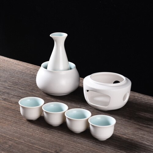 Ceramic 6 Cup Wine Pot Set Vintage Ceramic Sake Warmer Jug Glasses Household Spirits Rice Wine Vodka Copas De Vino Box: 4 PCS Wine Set G