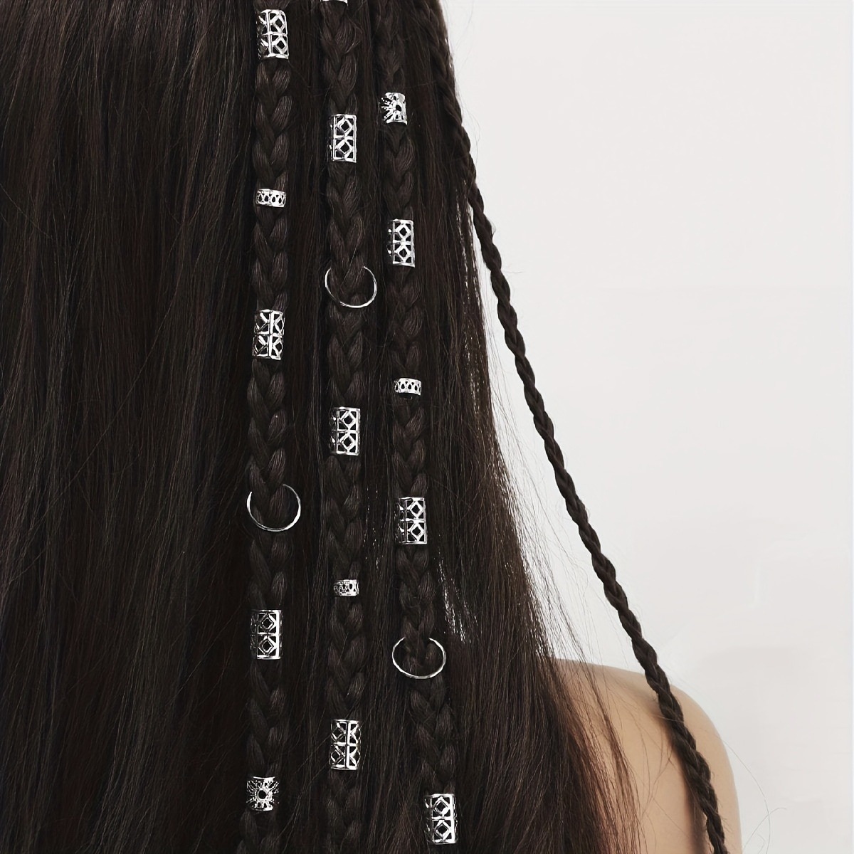 80 Uds. Anillo para el cabello ahuecado, accesorios para el cabello DIY, joyería para el cabello Loc para trenzas, cerraduras para rastas, puños de Metal trenzado para el cabello