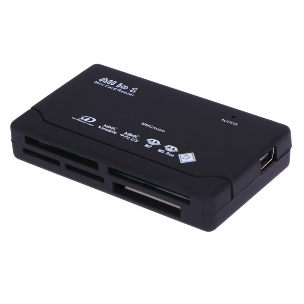 Black All in One Memory Card Reader USB External Cardreader SD SDHC Mini Micro M2 MMC XD CF Reader for MP3, Digital camera
