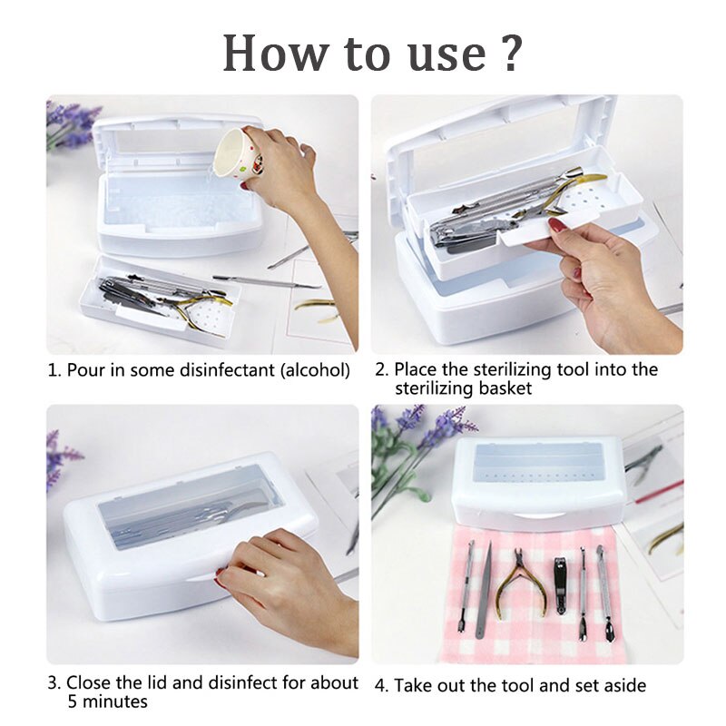 Sterilizer Tray Box Alcohol Disinfection Box Disinfector Manicure Implement ToolAlcohol Disinfection Box Salon Nail Metal Tools