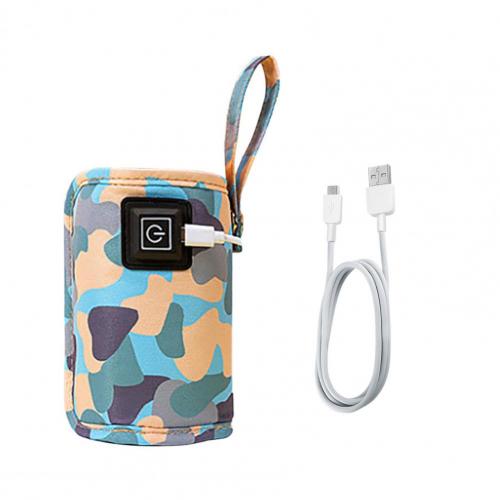 Baby Bottle Warmer USB Milk Water Bottle Warmer Travel Cart Insulated Bag For Kids Outdoor Winter Supplies: Camouflage Blue