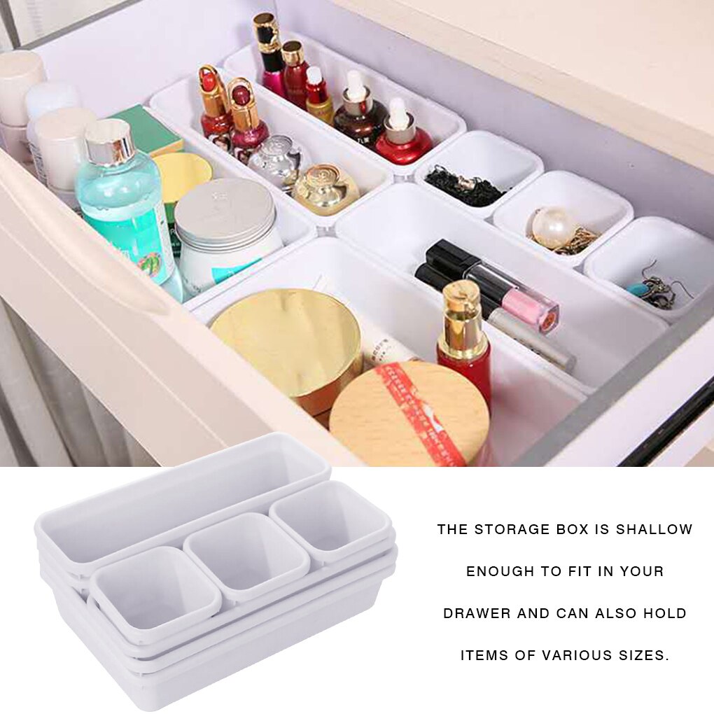 8pcs/set Drawer Divider Plastic Storage Box Insert Tray Office Home Organizer Supplies