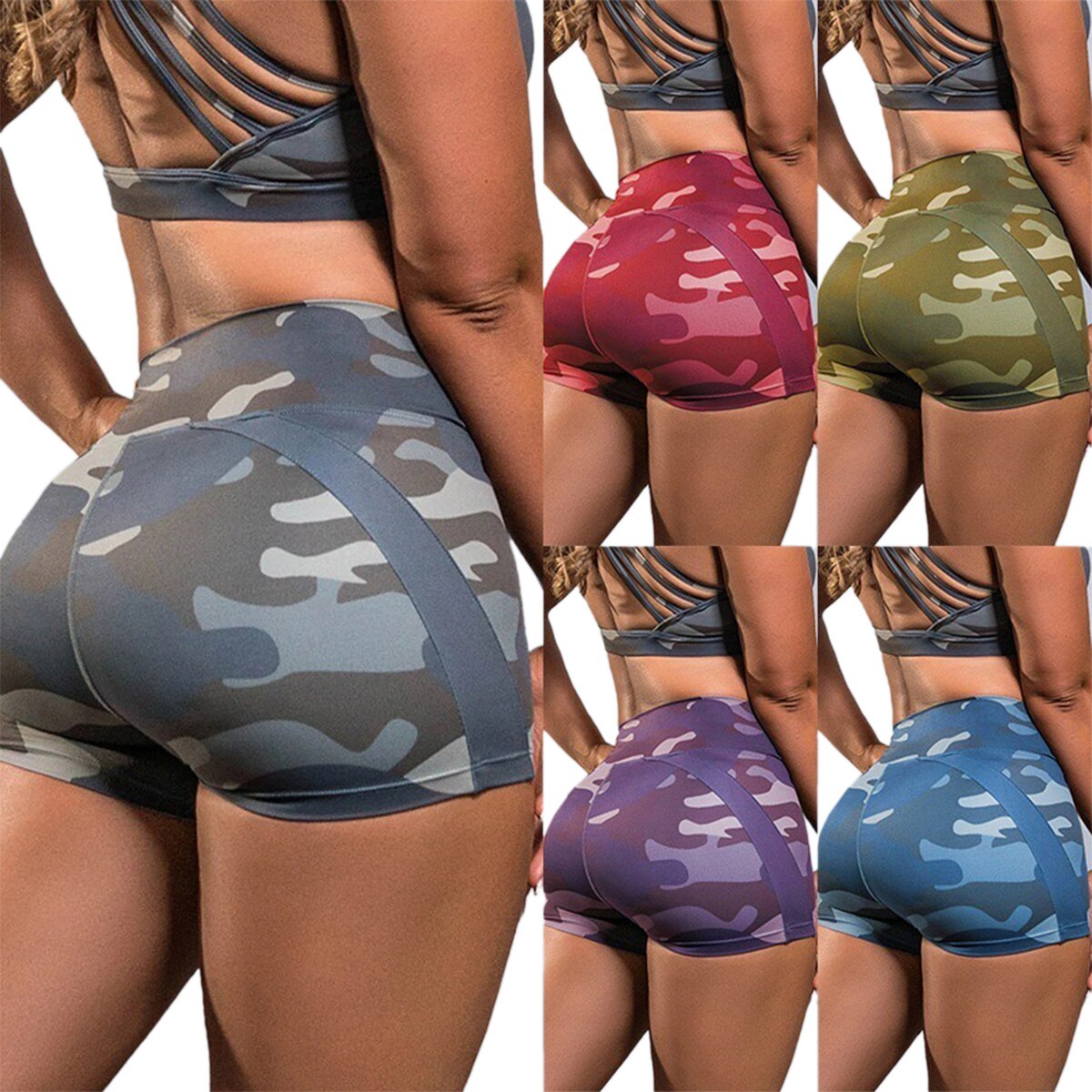 Zomer Mode Vrouwen Camo Fitness Sport Shorts Jogging Strand Atletische Casual Skinny Zachte Elastische Stretchy Solid Shorts