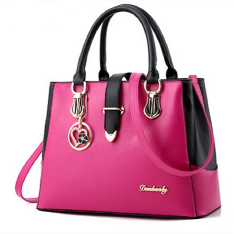 Bolsos de mano de piel sintética para mujer, bandoleras femeninas de estilo informal, de colores sólidos, estilo mensajero sencillo: Rose red