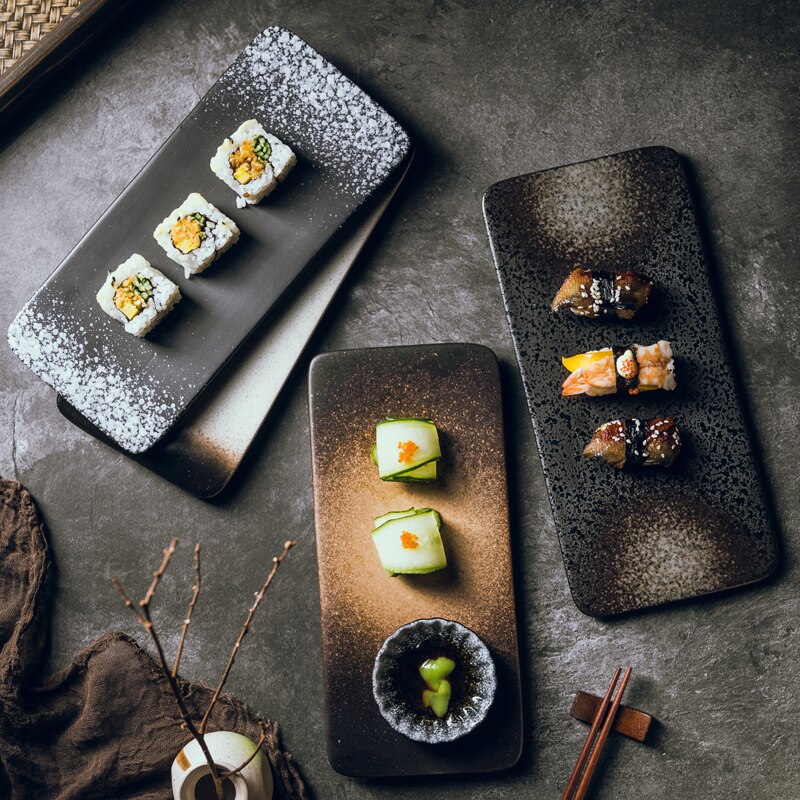 Assiette en céramique de restaurant japonais | Assiette à sushi japonaise de 10 pouces, assiette plate de restaurant japonais, vaisselle japonaise de