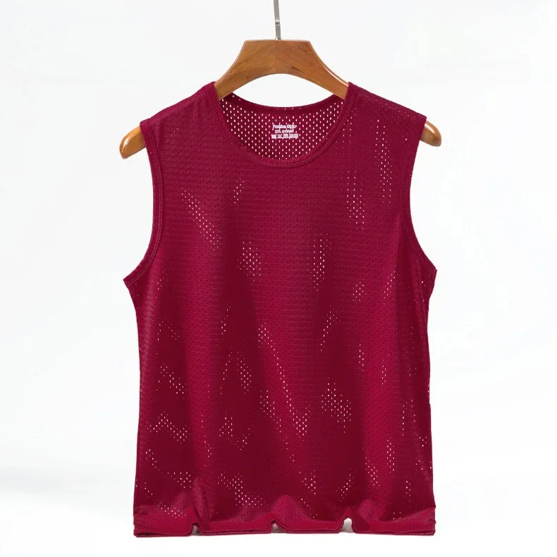 Tops para hombre, chaleco de seda helada, ropa exterior, camisetas sin mangas transpirables con agujeros de malla de secado rápido, chaleco fresco de verano, tanques de viaje para playa: XXL / Azul