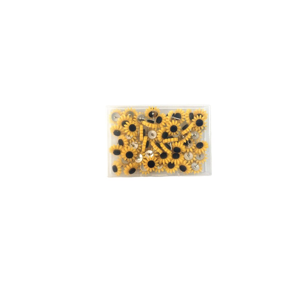 Sunflower Shape Push Pins Decoration Tack Board Bulletin Board Pins PushPin Drawing School Office Binding Supplies: Sunflower-50pcs