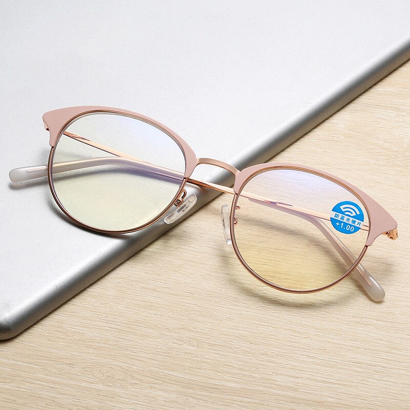 Anti-blue Reading Glasses Women Round Anti-fatigue Presbyopic Glasses Blue Light Computer Grade Glasses