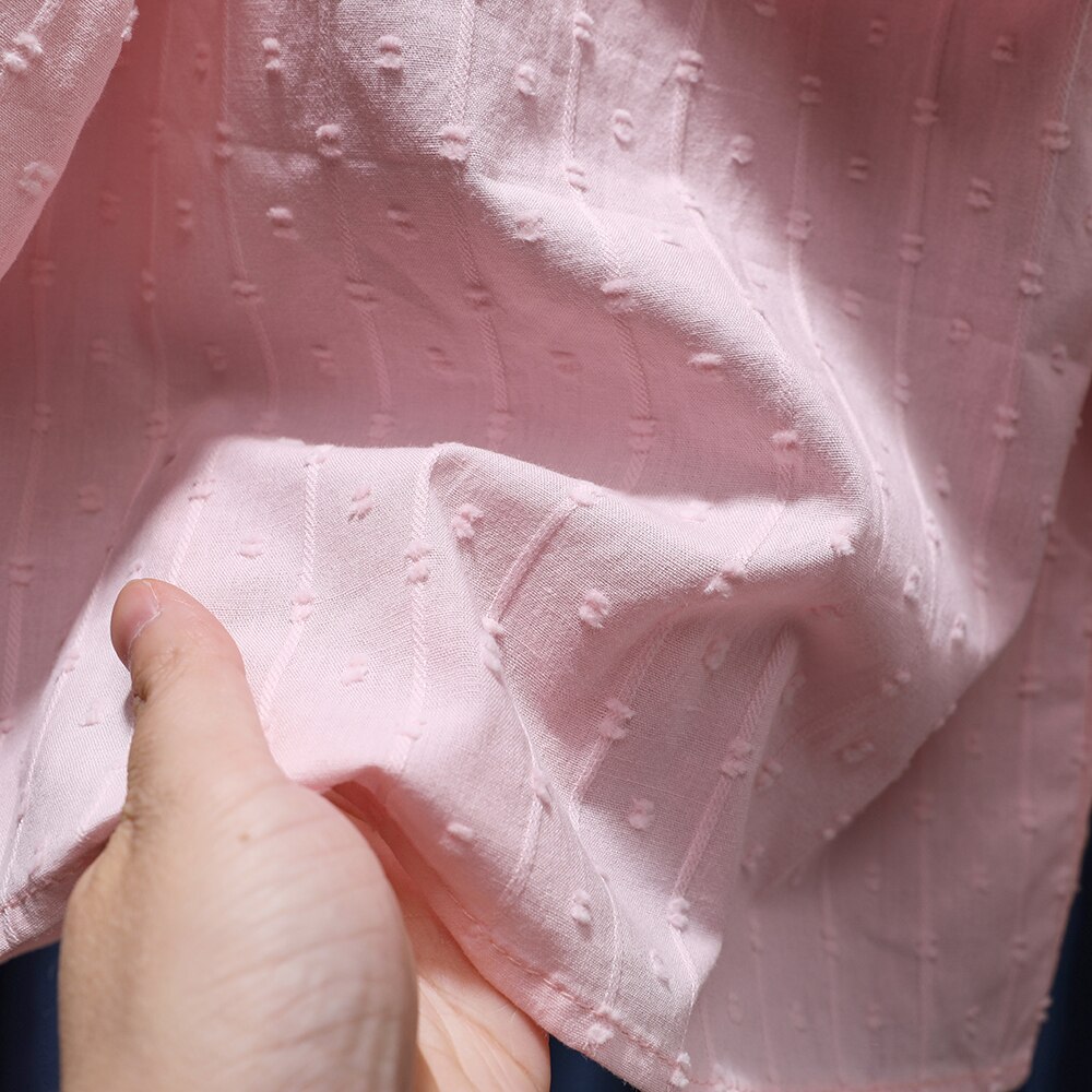 Vêtements pour filles de 1 à 8 ans, chemisier Jacquard rose solide, chemises de printemps, grand col à revers froncé, Double couche, Tops Camisas