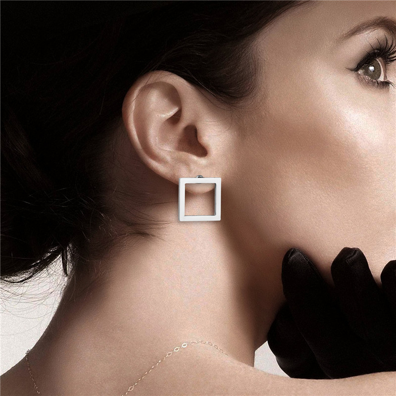 Pendientes minimalistas para hombre y mujer, aretes cuadrados huecos geométricos, accesorio de acero inoxidable, joyería de , 12 pares
