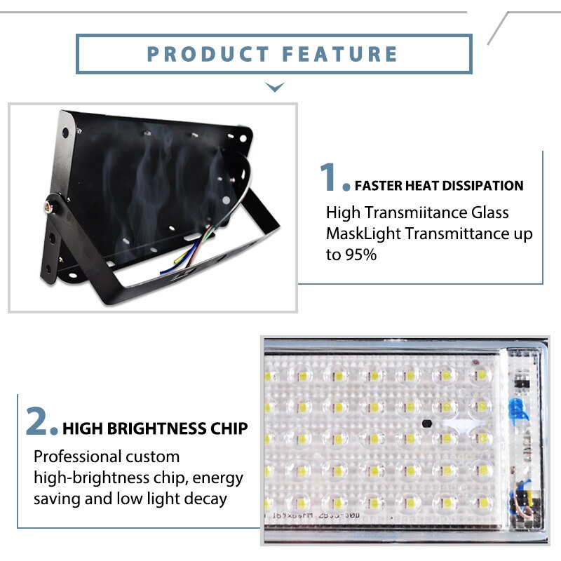 LED Floodlight 50W Flood Light cold warm Red Green Blue AC 220V 2835 SMD chip LED street Lamp waterproof IP65 outdoor Lighting