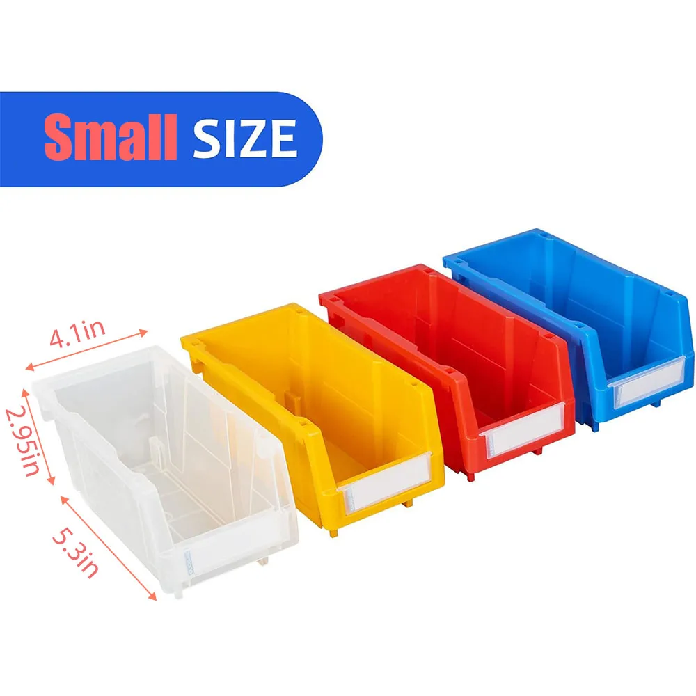 Caja de almacenamiento de plástico apilable para garaje, contenedores de almacenamiento para Taller, contenedor de apilamiento para garaje, piezas pequeñas, organización de tornillos