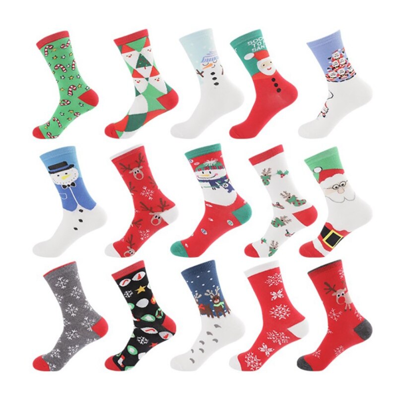 Novelty Happy Funny Socks Cotton Knit Crew Socks For Girls Christmas