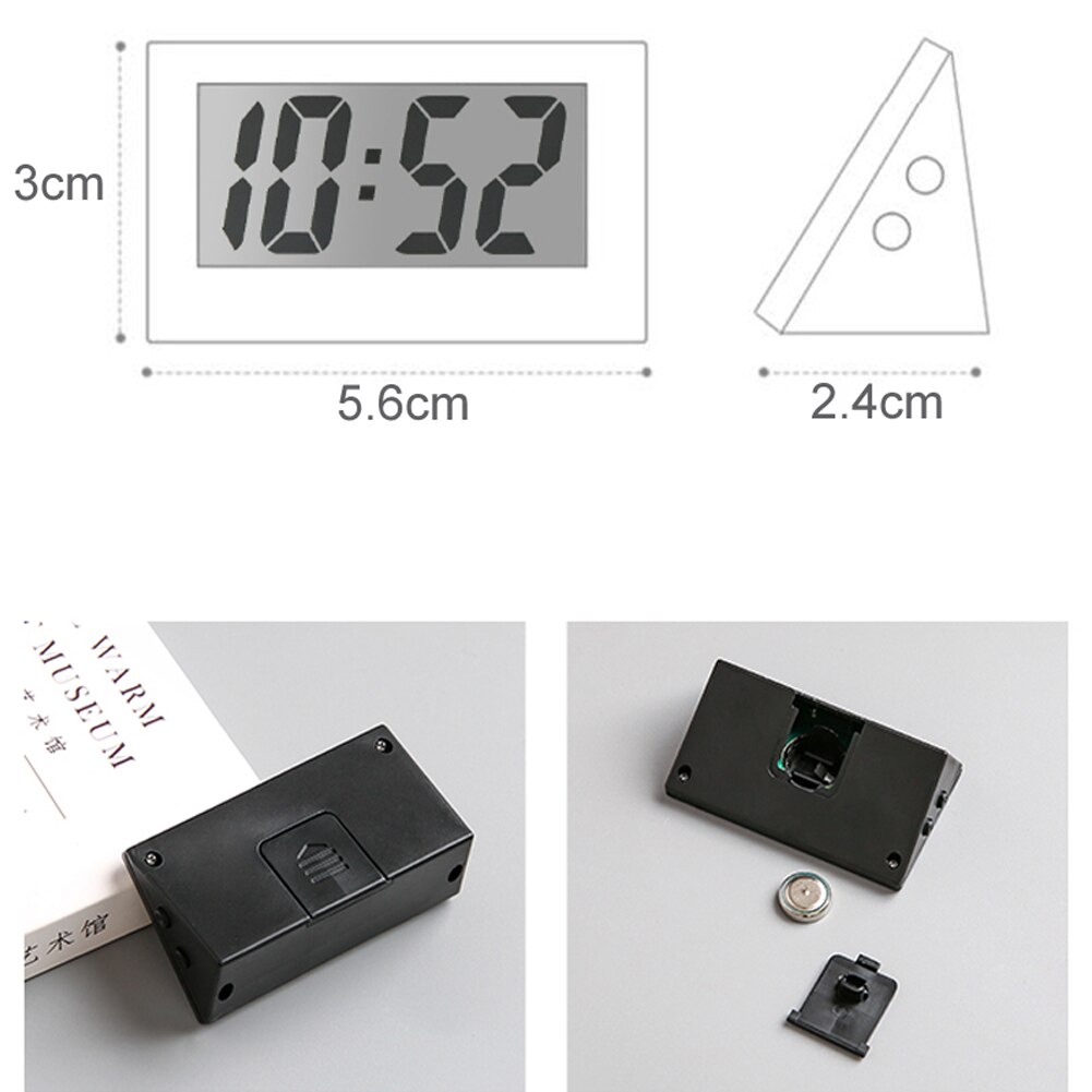 Portable mini silent electronic desk clock, household mini triangle diy digital desktop student exam silent electronic clock