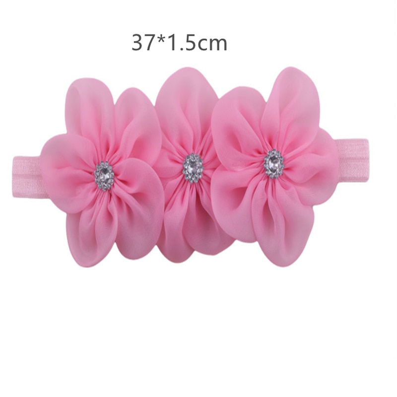 Ribbon Pearl Diamond Hairband Newborn Hair bands Sewing 3 Flowers Headband Kids Hair Accessories for Girls