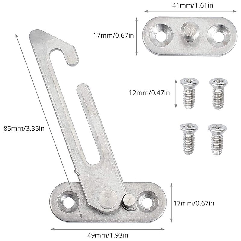 4 Pack Window Restrictor Locks Window Restrictor Hook Stainless Steel Child Lock Restrictor with Screws for Upvc Windows