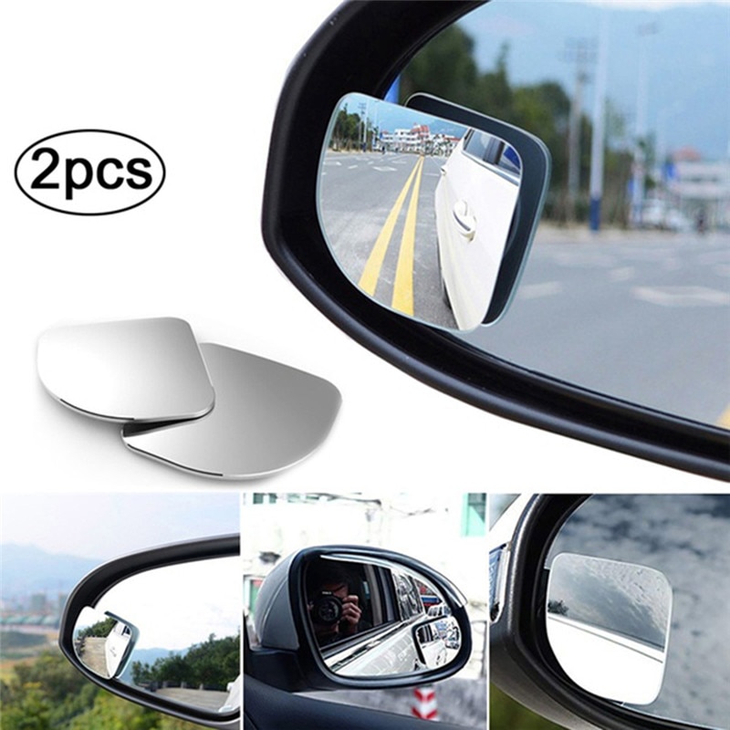 2 Stuks Auto Dodehoekspiegel 360 Graden Verstelbare Frameloze Hd Glas Voor Parking Extra Achteruitkijkspiegel Fan Vorm
