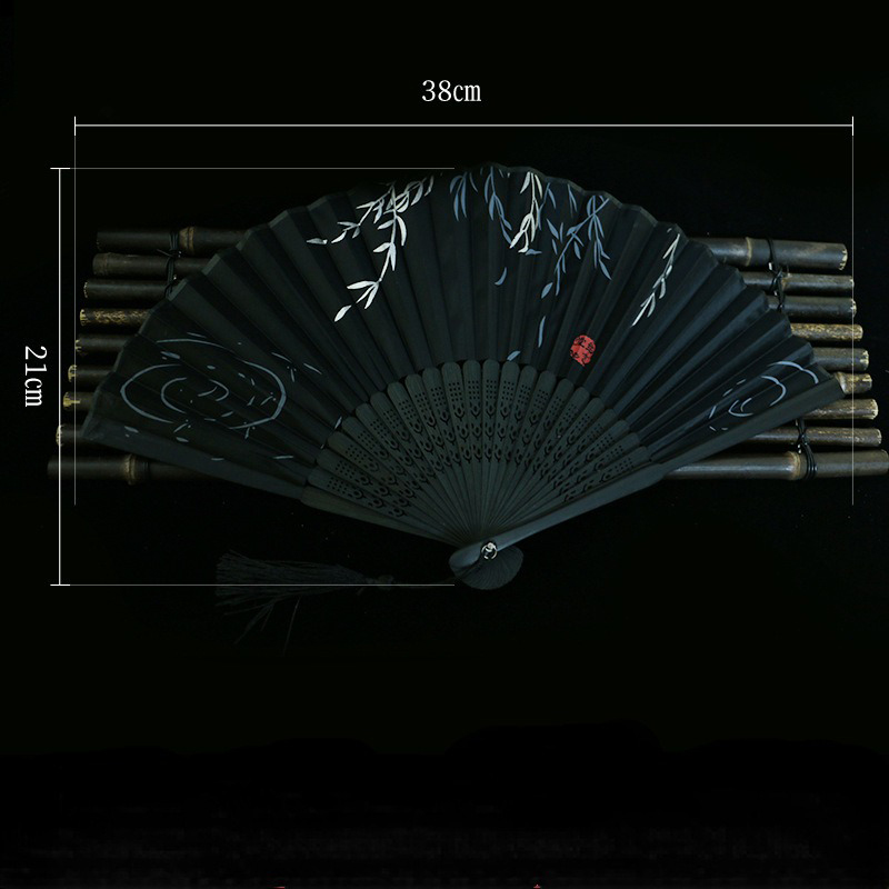Abanico Manual con motivos de boda, disfraz antiguo, abanicos de mano plegables de estilo chino, , abanico de mano plegable de madera: Verde oscuro
