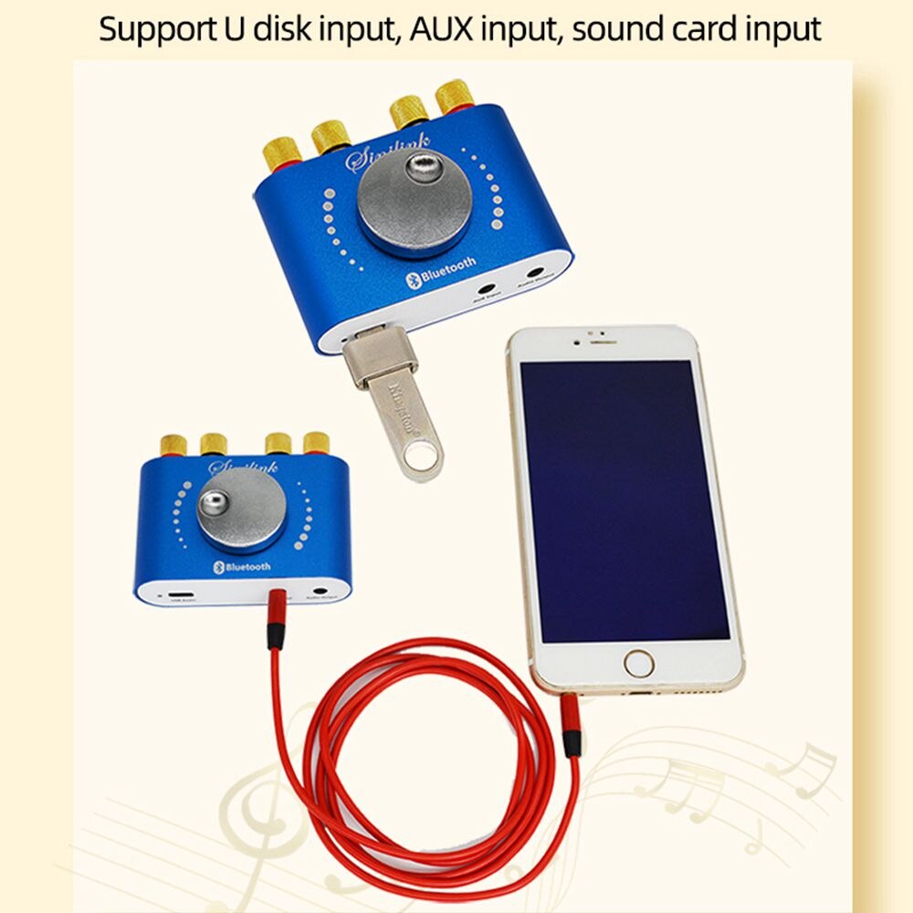 XY KA50L Mini Amplifier 50W*2 HiFi Stereo Dual Channel bluetooth 5.0 Wireless Audio DAC Subwoofer Amplifier AUX Type C Interface