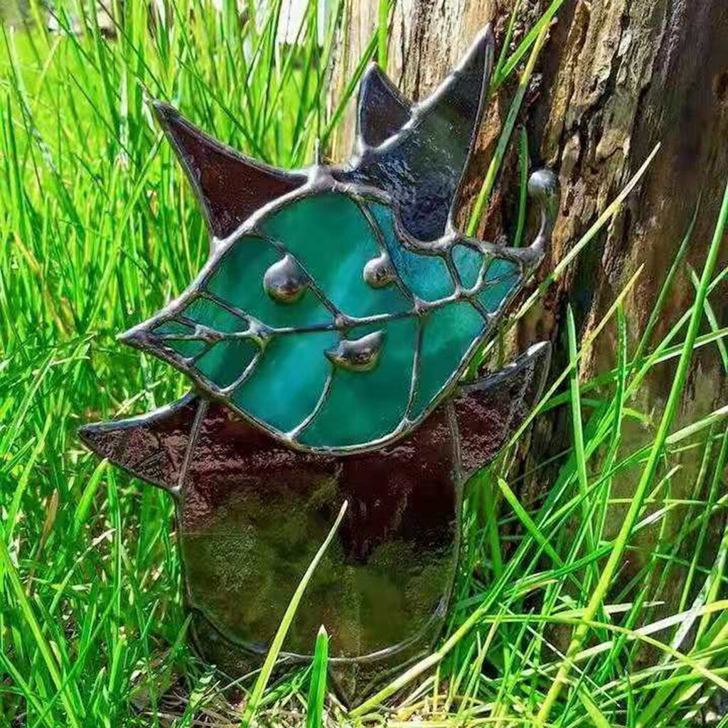 Garden Korok Statue Stained Glass Leaf Elf Craft Decoration Artistic Garden Sculptures Outdoor Backyard Lawn Yard Ornaments: Green
