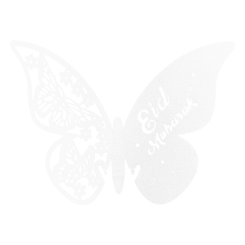 100Pcs 3D Vlinder Nummer Naam Papier Plaats Kaarten Wine Glass Cup Card Eid Mubarak Ramadan Wedding Party Decoratie: W