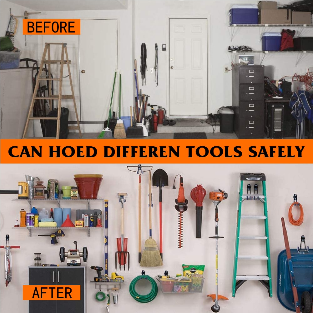 Metal Garage Storage Double Hooks Heavy Duty Wall Mount Non-slip Garage Hanger for Organizing Power Tools Ladders Bulk Items