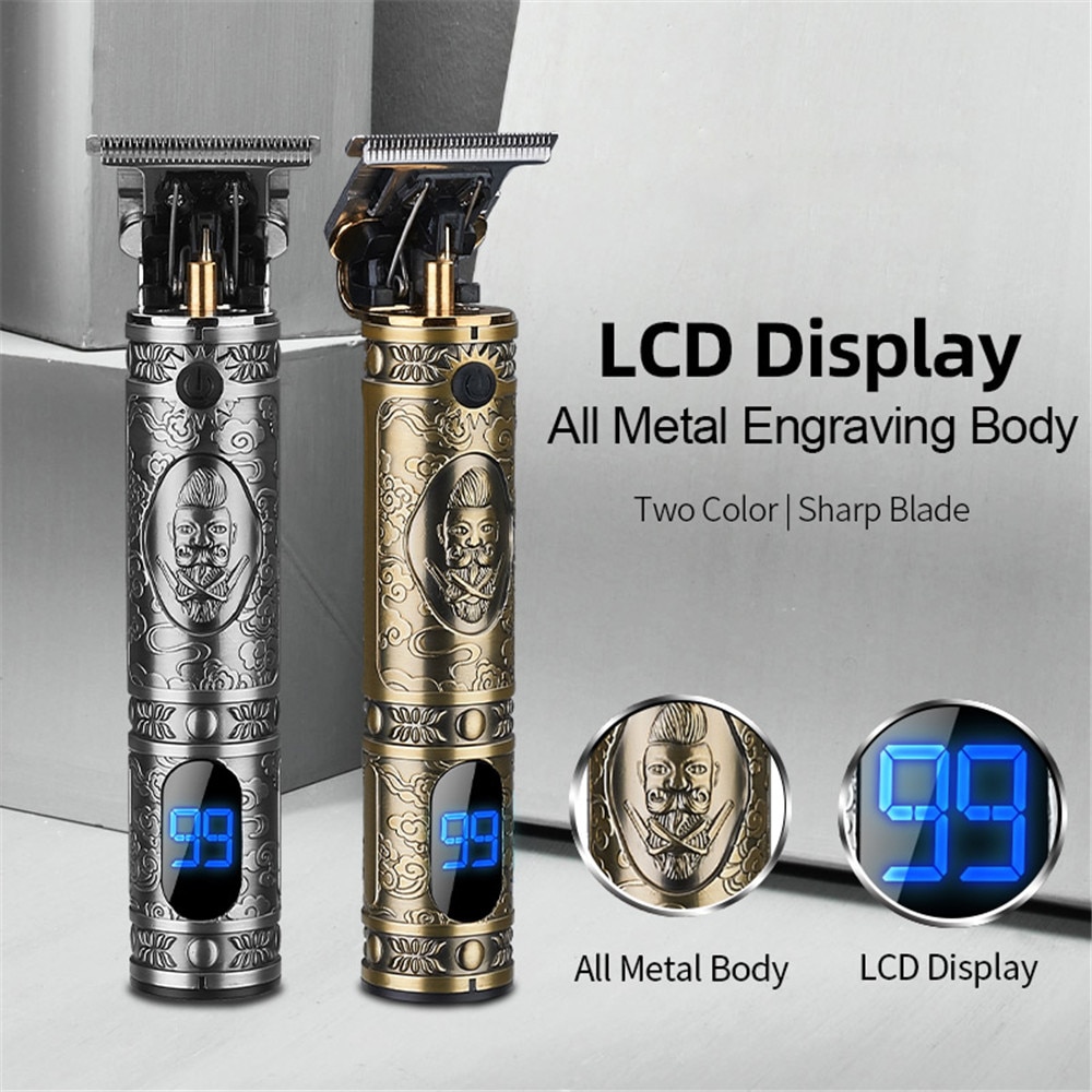 T9 métal électrique tondeuse à cheveux 10W LCD affichage tondeuse à cheveux Portable sans fil tondeuses à cheveux USB rasoir pour homme cheveux Style outil