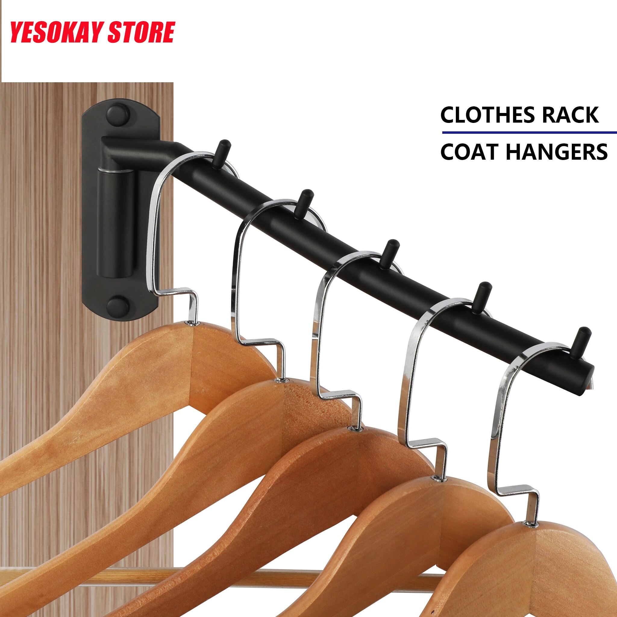 Perchero de acero inoxidable para colgar ropa, gancho de montaje en pared con brazo oscilante, resistente, para almacenamiento de ropa, para lavandería