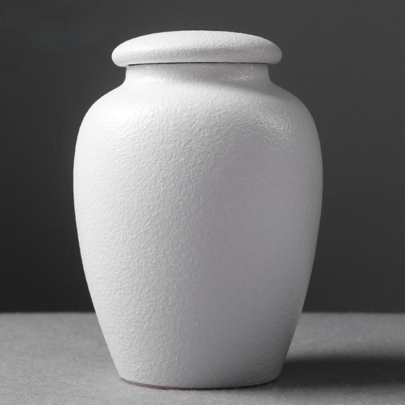 Urna de cerámica para cenizas funerarias, recipiente de almacenamiento con sello para urna de cremación humana de mascotas, recuerdo Pal, color blanco o negro: 4   9x12cm