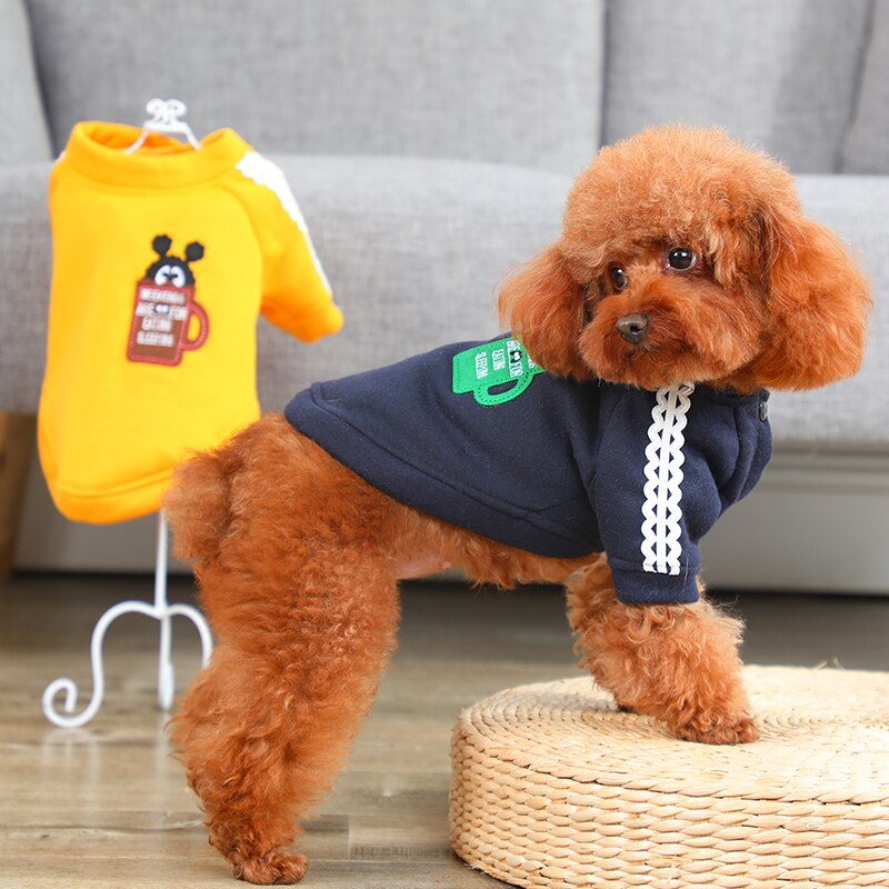 Höstens husdjurskjorta jacka höstvarma hundkläder för liten hund valp little xs xl gul svart kattkappa pitbull tillbehör