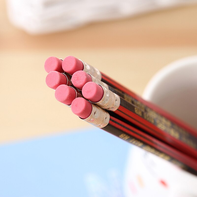 Korea stationery child hb pencil with rubber pencil