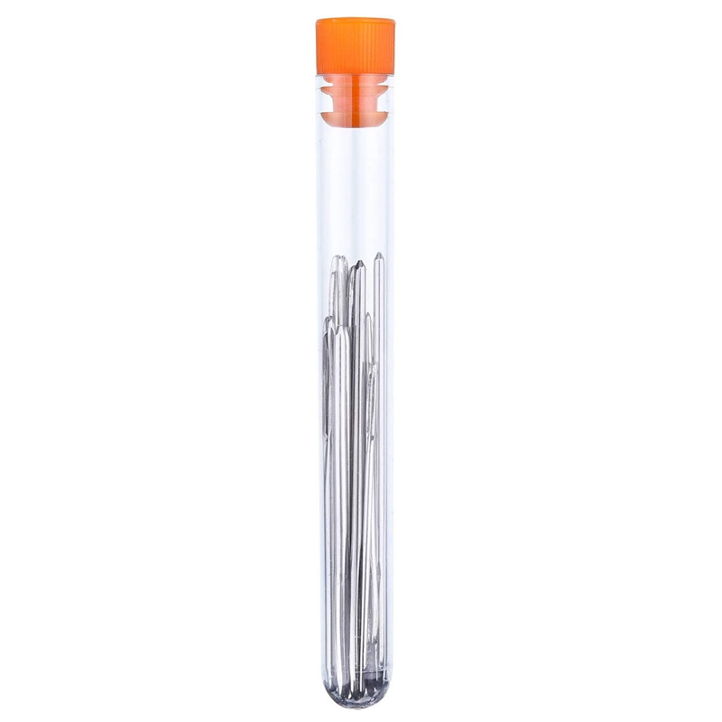 Redamancy Naalden met groot oor, 15 stuks 3 maten stopnaalden, set naainaalden, groot, stompe naald, roestvrij stalen naalden voor naaien en handwerk, 5,1 cm, 6,1 cm, 6,9 cm, met transparante fles
