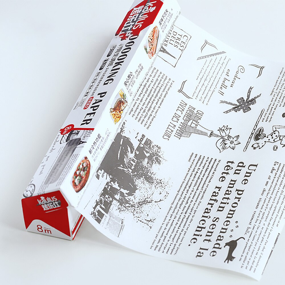 Unbleached Parchment Paper Roll Non-Stick Baking Paper Deli Newspaper Greaseproof Food Wrapping Paper Sheets 8 Meter 30cm