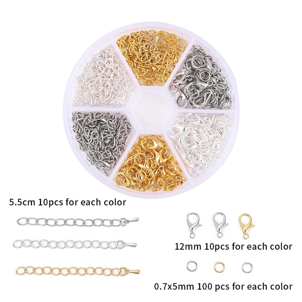 Mix Box Kits Alloy Chain Earring Hooks Head Pins Jump Rings Lobster Clasp For DIY Jewelry Findings Set Making Earrings Supplies: BDH152-01MX