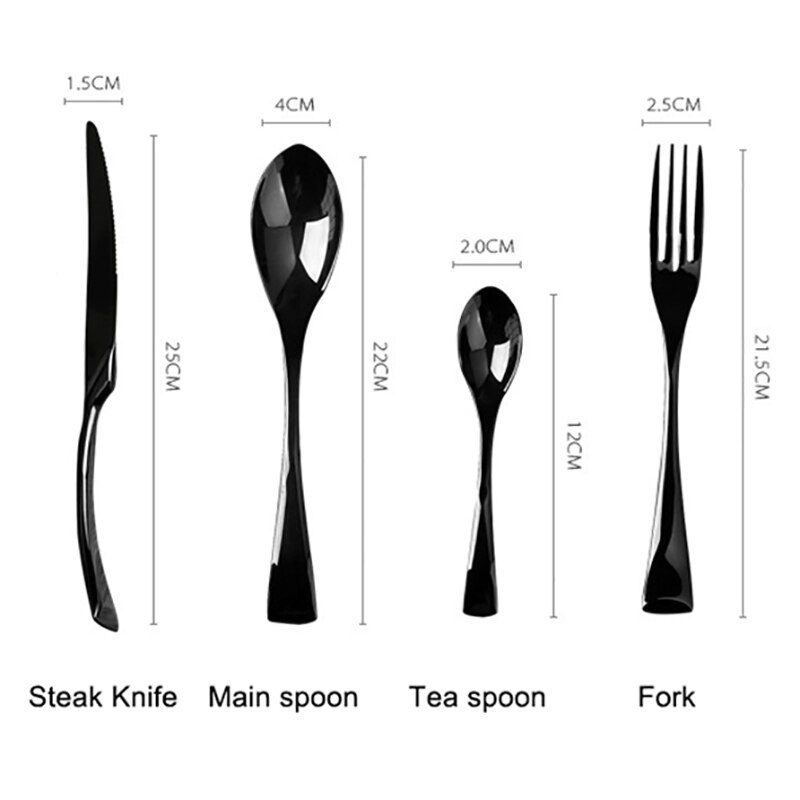 4 stk/sæt tysk kaya sort guld rustfrit stål bestik sæt western food steak kniv gaffel ske hotel service servise: Bøfkniv sæt