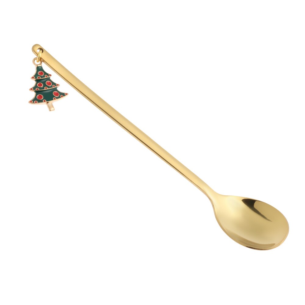 1 pc julsked bordsartiklar rostfritt sked år festbord ornament guldmjölk kaffesked hemdekorationer: 2