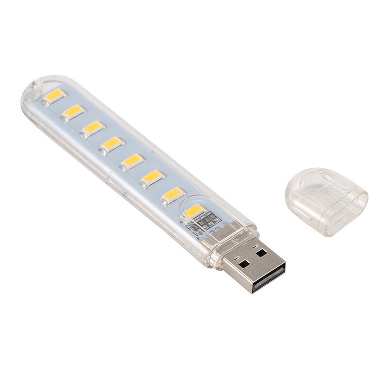 1Pcs 8Leds Usb 5V Vermogen Led Nachtlampje Bureau Boek Leeslamp Camping Lamp Kinderen Voor Mobiele Lader Laptops