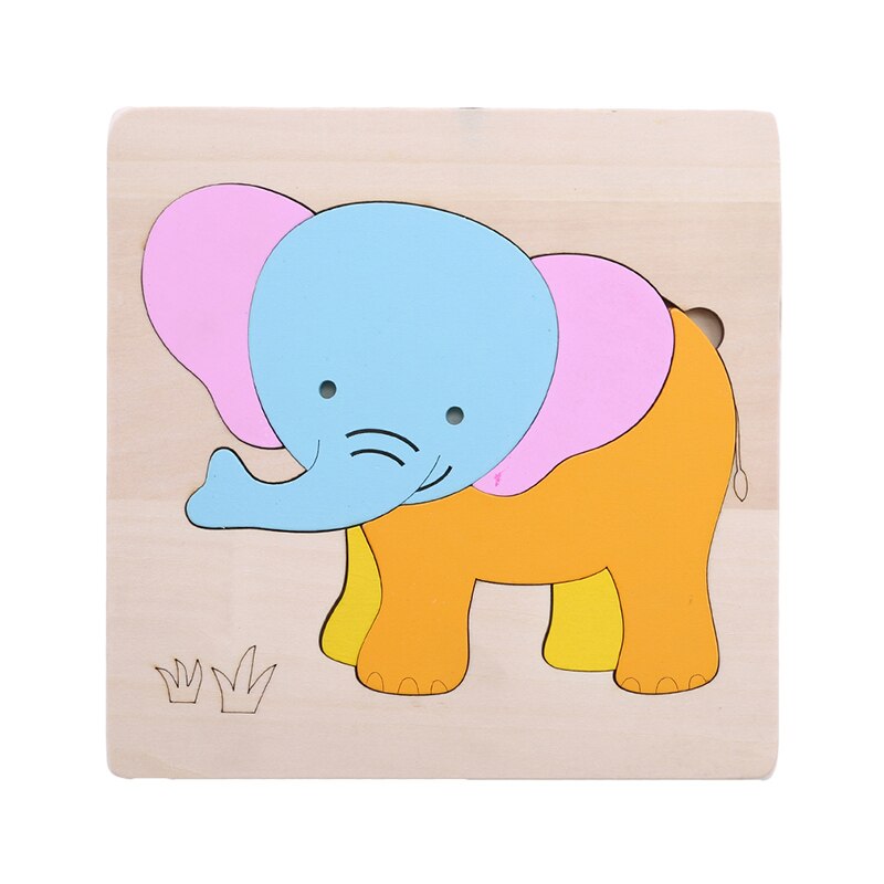 1 Set Van Puzzel Speelgoed Leuke Cartoon Dier Houten 3D Puzzels Om Kinderen De Beste Vroege Educatief Speelgoed: Elephant