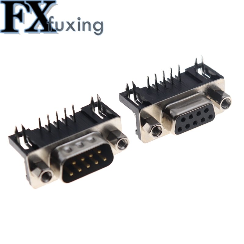 10PCS DB9 Female Male PCB Mount D-Sub 9 pin PCB Connector RS232 Connector 90-degree bent needle DR9