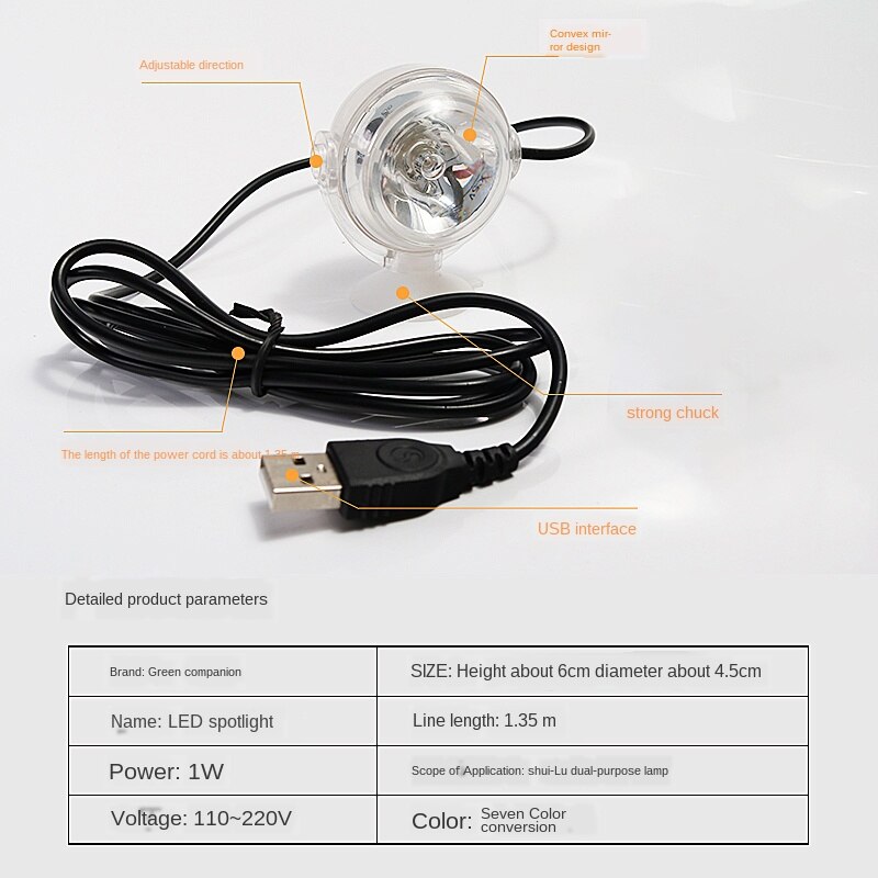 Dc 5V Usb Aquarium Led Verlichting Aquarium Verlichting Waterdichte Dompelpompen Onderwater Spotlight Voor Aquarium Koraalrif Decoratie