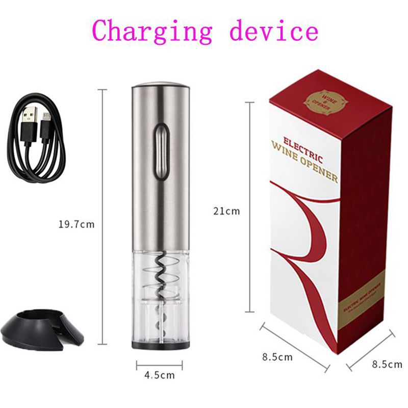 Dry Battery Electric Wine Opener Automatic Bottle Opener Corkscrew Red Wine Opener Foil Cutter Set for Kitchen Tool: Grey