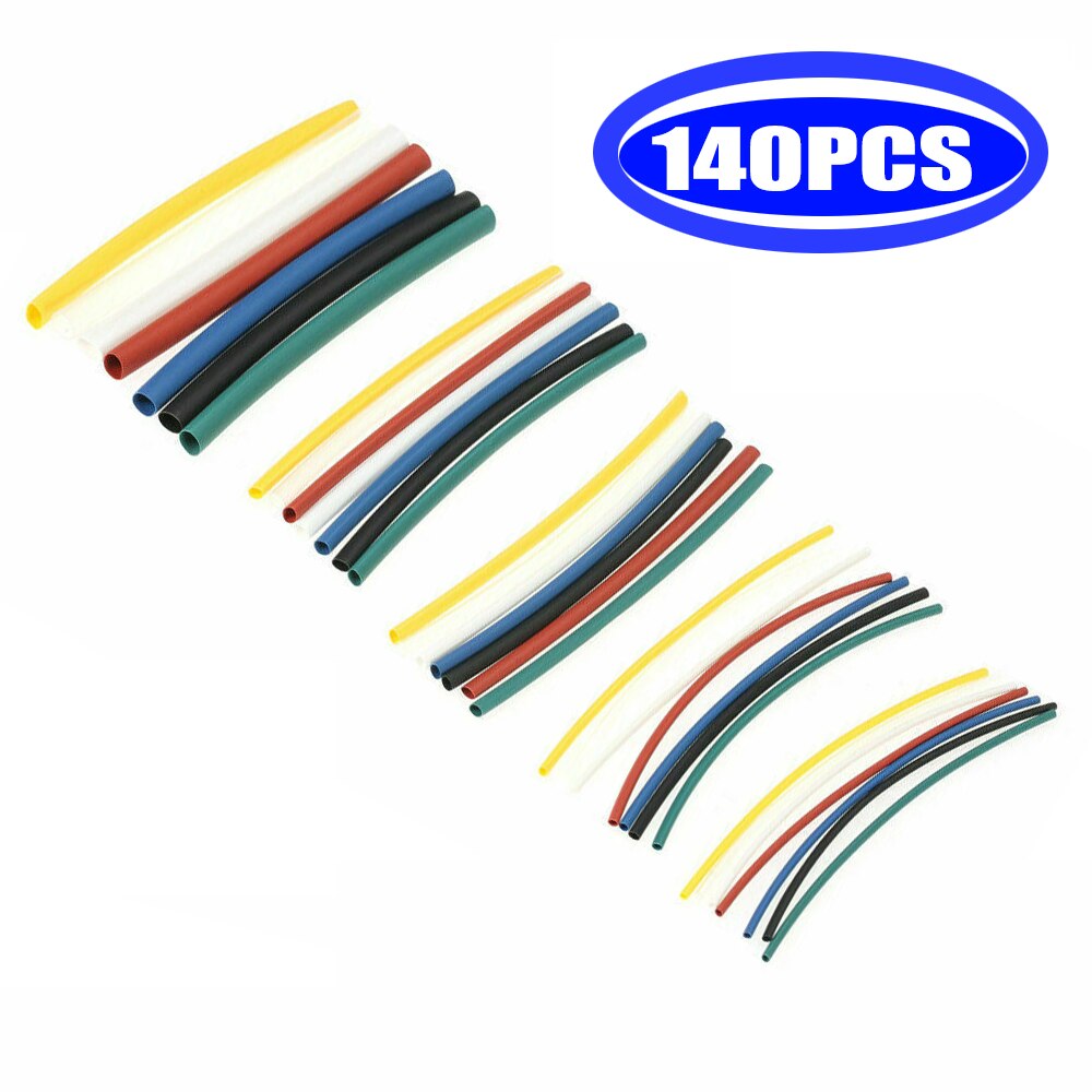 100/127/140/164/328/530 stk diverse polyolefin varmekrympeslanger kabelhylstre wrap wire sæt blandet farve / sort: 140 stk