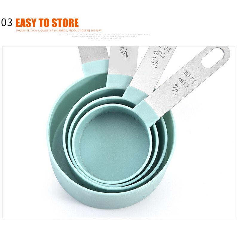 4 Uds cucharas medidoras cuchara de bolas de helado de acero inoxidable taza medidora cocina escamas vaso cocina Teaspoons cocina herramientas de medición de azúcar Set-30
