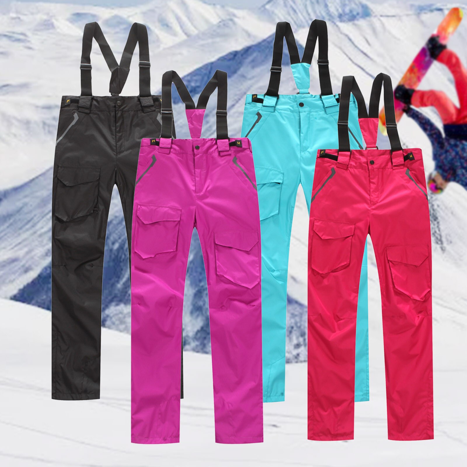 Ski Pants Women And Men Fishing Suspenders Work Clothes Sports Windproof Winter Brands Snow Snowboard Trousers Snowboard