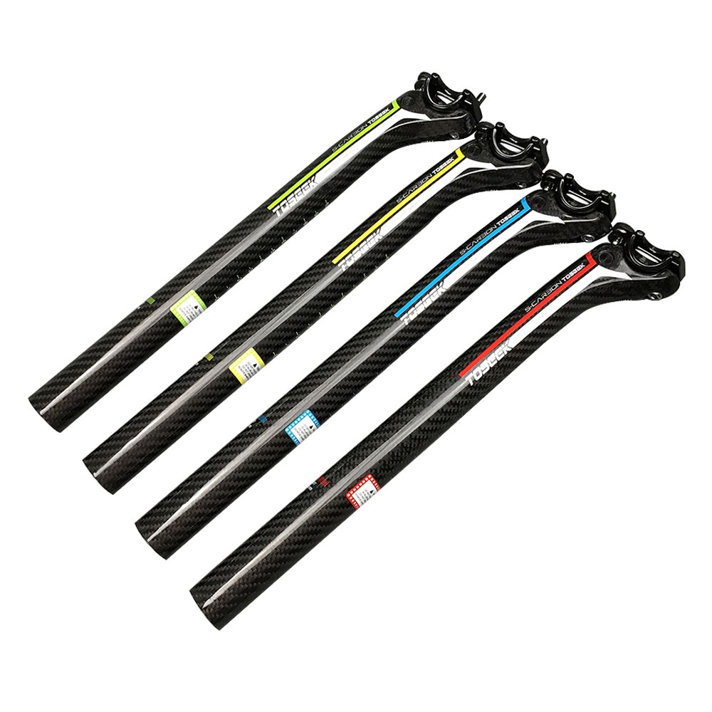 TOSEEK Full Carbon Fibre Bike Seatpost MTB Road Bicycle offset Seat Post Cycling Seat Tube 27.2/30.8/31.6 x 350/400mm Bike Parts