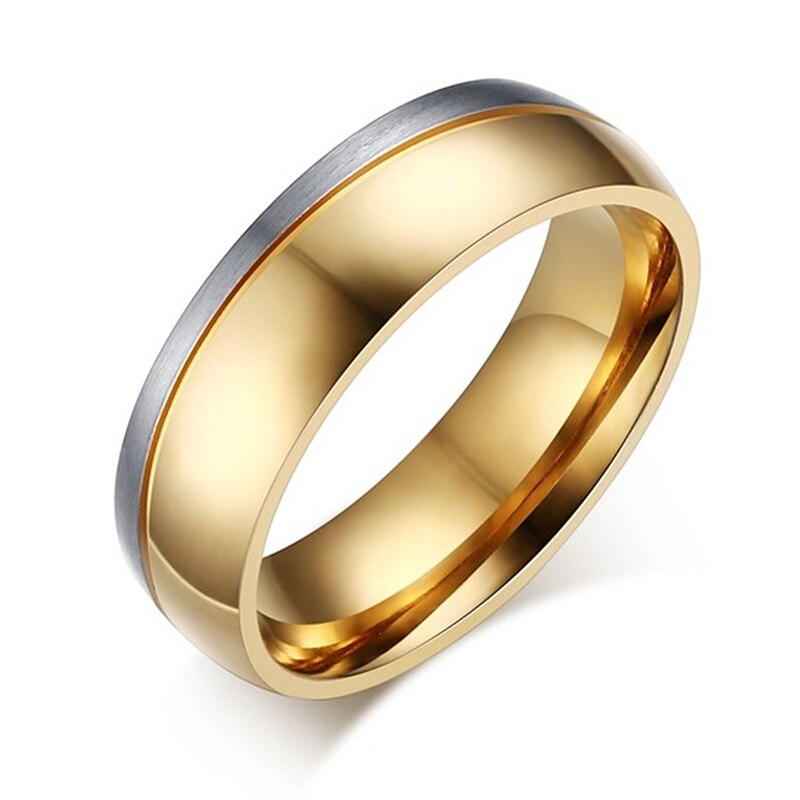 Vielsesring til kvinder og mænd guldfarve kærlighed engagement smykker par rustfrit stål ring valentinsdag: 13 / Uden zirconia