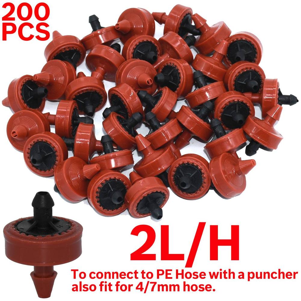 200 Pcs 2L 4L 8L/H Druk Compenseren Druppelirrigatie Emitter Turbo Stijl Druppelaar Tuin Watering 4/7mm Pe Slang Kas: KSL01-131-2L-200PCS