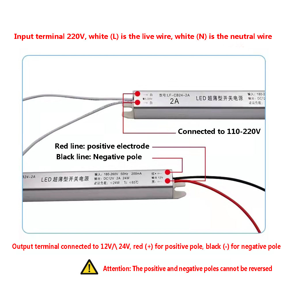 LED Driver 18W 24W 36W 48W 60W 72W 80W 100W 110-260V AC/DC 12V 24V Ultrathin Switching Power Supply Lighting Adapter Light Strip